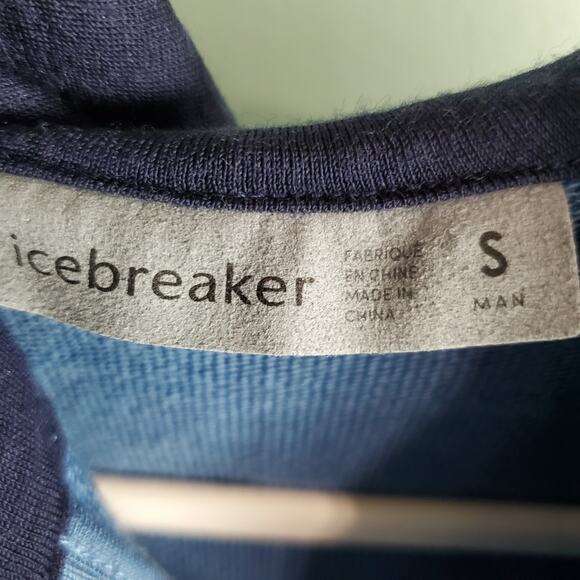 Icebreaker Men's Blue Quantum Long Sleeve Full Zip Hood Size Small - Picture 3 of 7